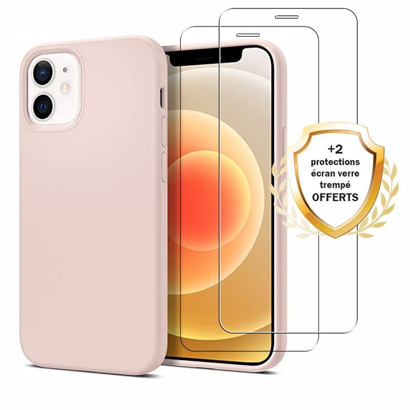 Coque iphone 12 mini antichoc 2 vitres rose Evetane La Redoute