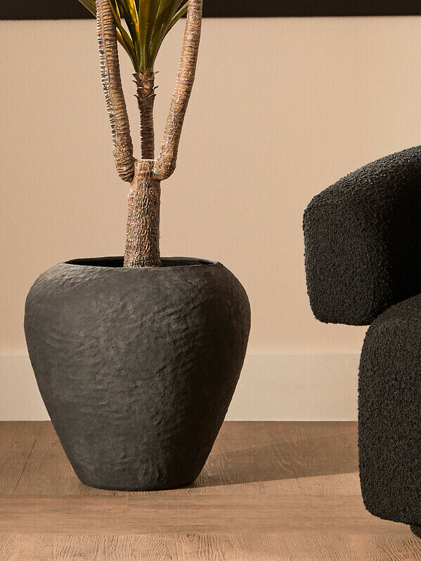 Large Cotton Mache Planter in Black, FIFTY FIVE SOUTH