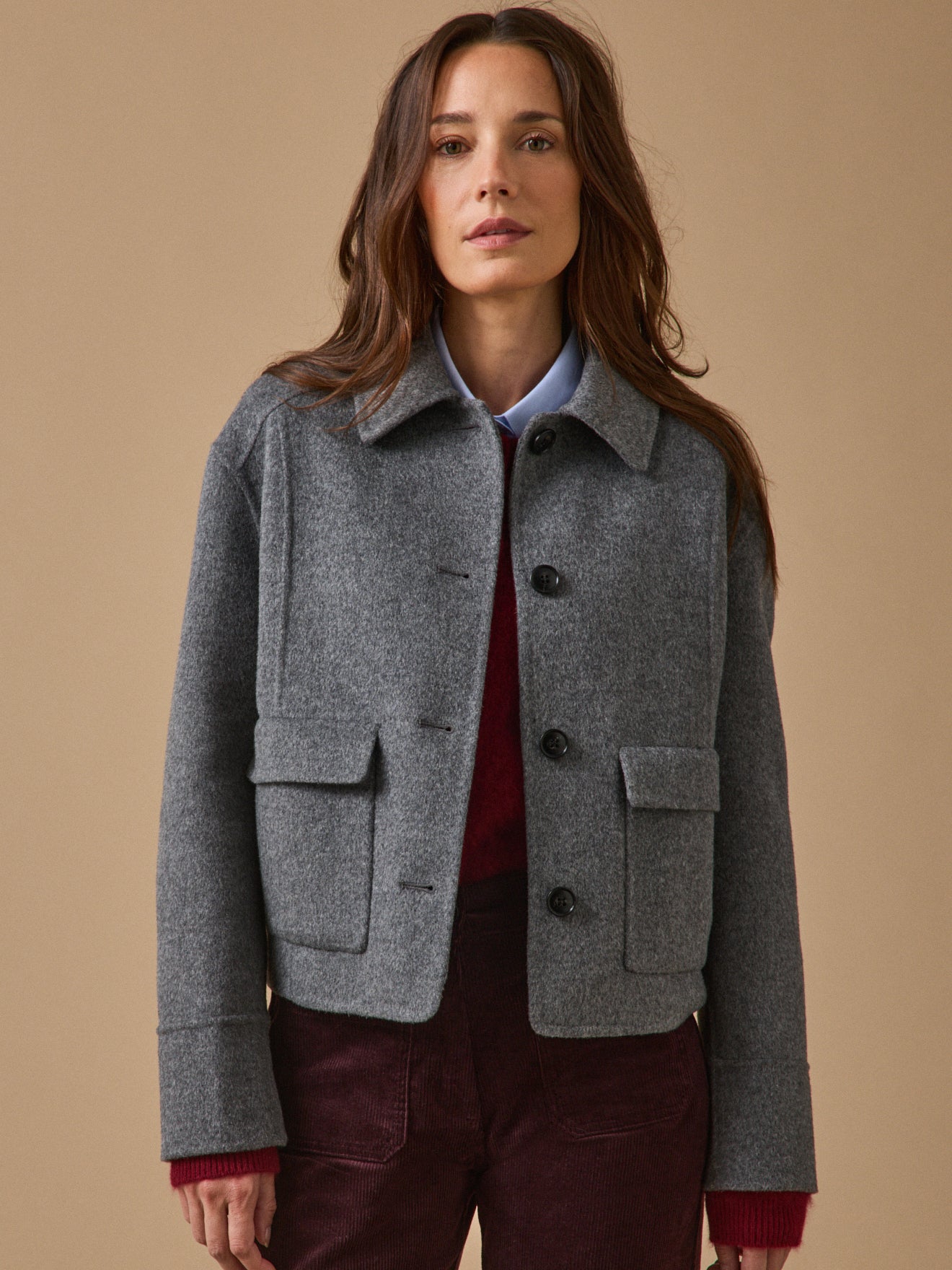 Veste boutonnée lainage double face, CYRILLUS