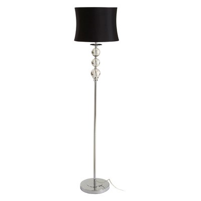 Chrome Stick and Crystal Orb Floor Lamp with Black Bamboo Shade SO'HOME