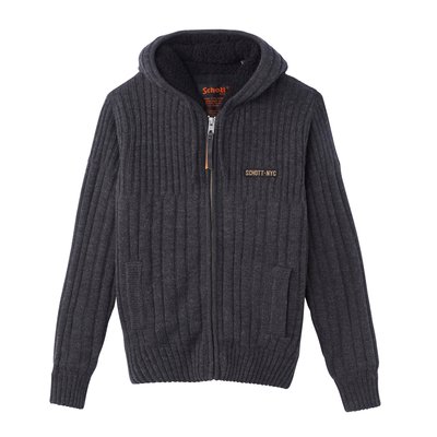 PL Duncan Hooded Sherpa-Lined Zip-Up Cardigan SCHOTT