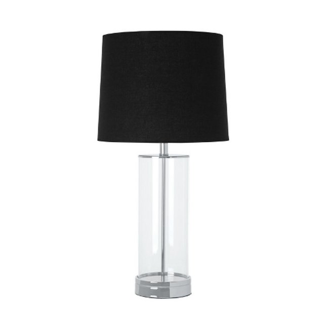Tall Cylinder Glass with Black Shade Table Lamp, black, SO'HOME