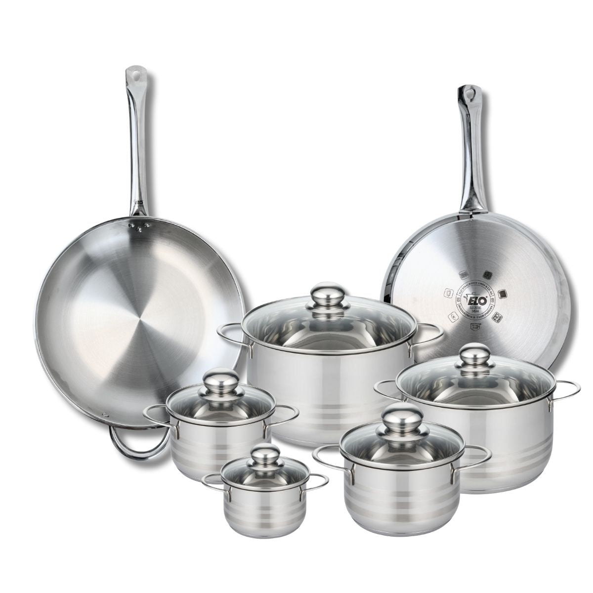 2 poêles 28/32cm + 5 faitouts 12/14/16/20/24cm PROFI BRILLANT, ELO