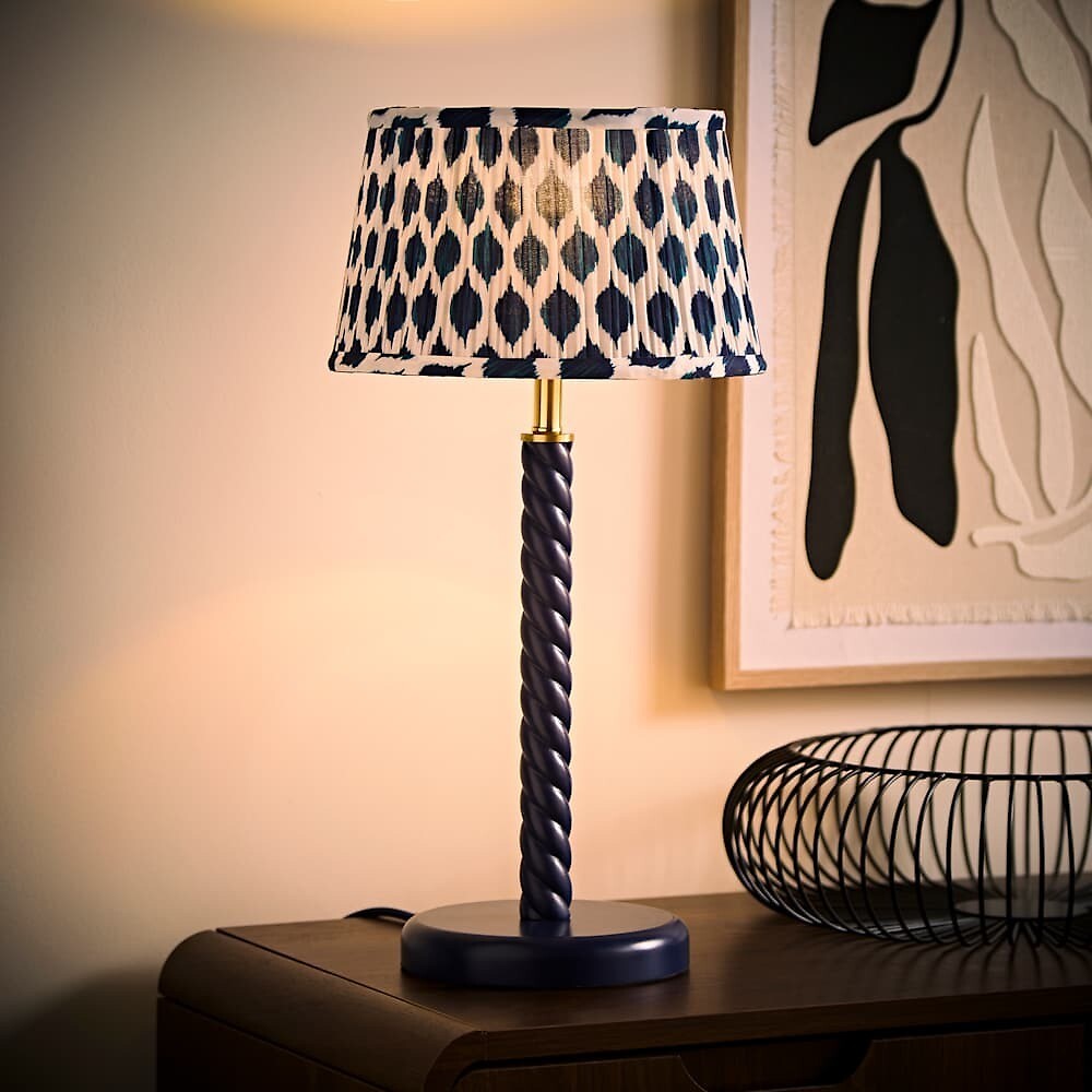 Amalia Twist Table Lamp with Ikat Taper Shade, SO'HOME