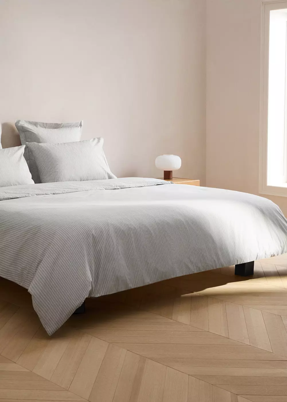 Housse de couette percale de coton rayures lit 90 cm, MANGO HOME