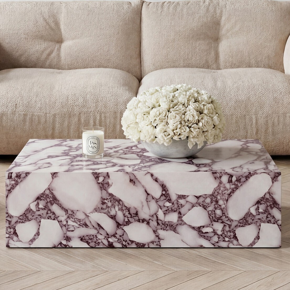 Serafina Rectangular Calacatta Faux Marble Coffee Table, ÉDITÉ