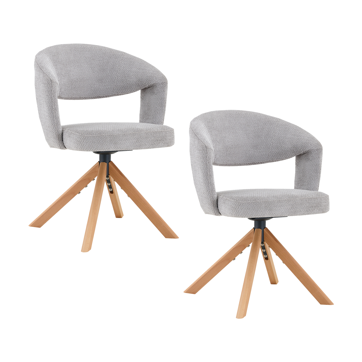 Lot de 2 fauteuils de salle à manger rotatif scandinave, CARMONDA, MEUBLES COSY