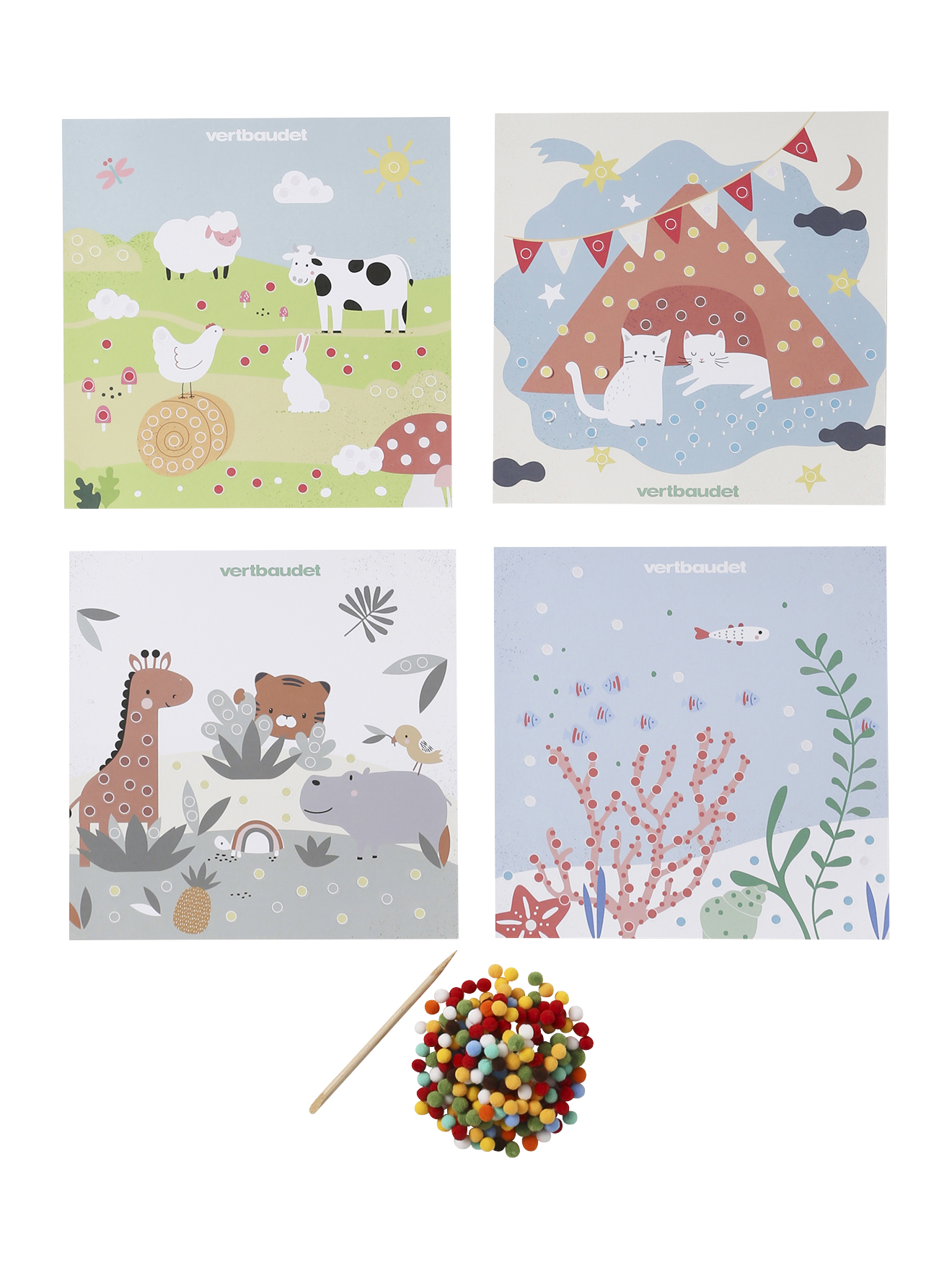 Coffret de tableaux à pompons, VERTBAUDET