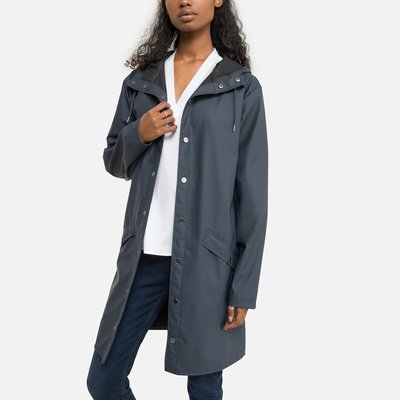 Unisex Waterproof Hooded Jacket with Zip Fastening RAINS