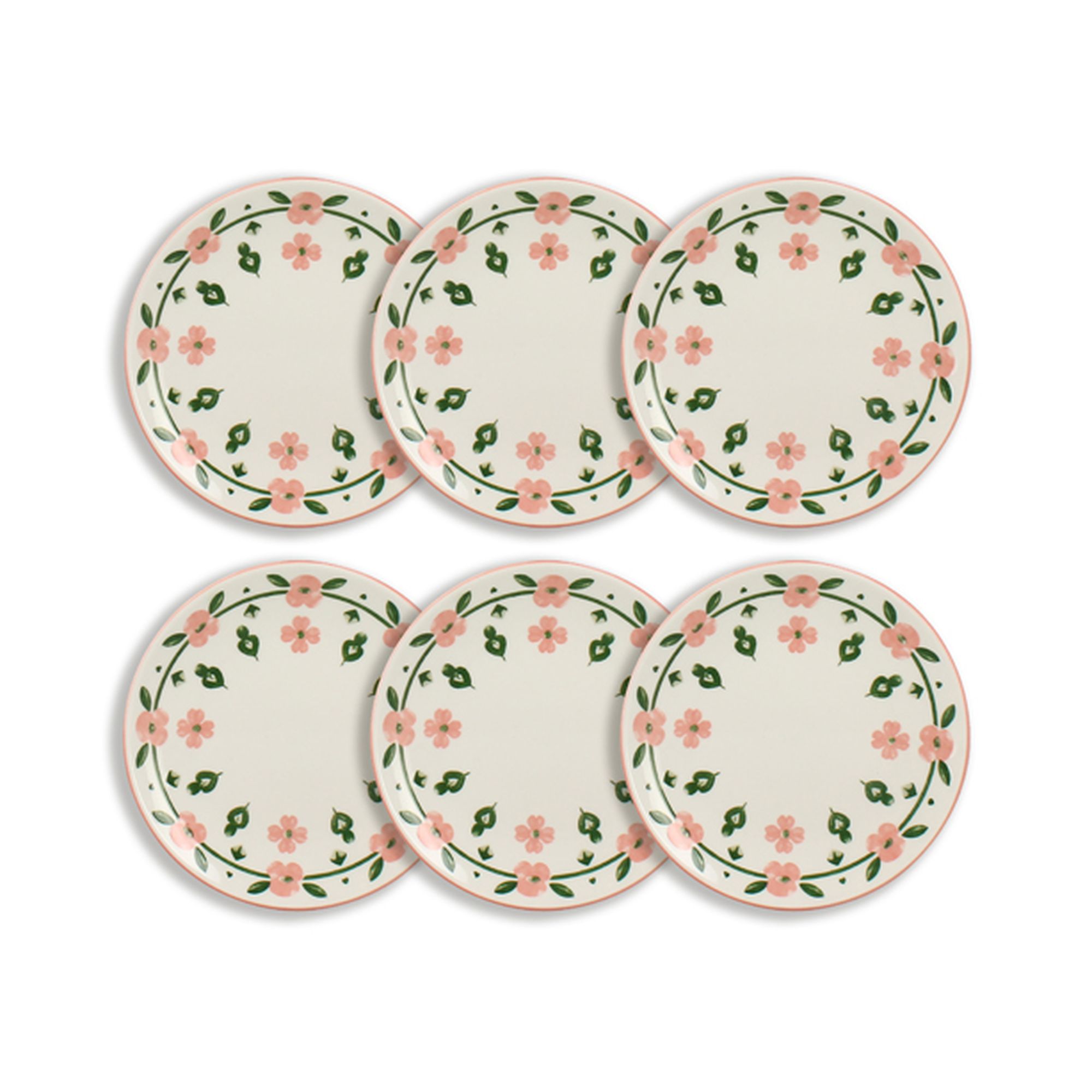 Lot de 6 assiettes à dessert 19cm en porcelaine, PRIMAVERA, NOVASTYL