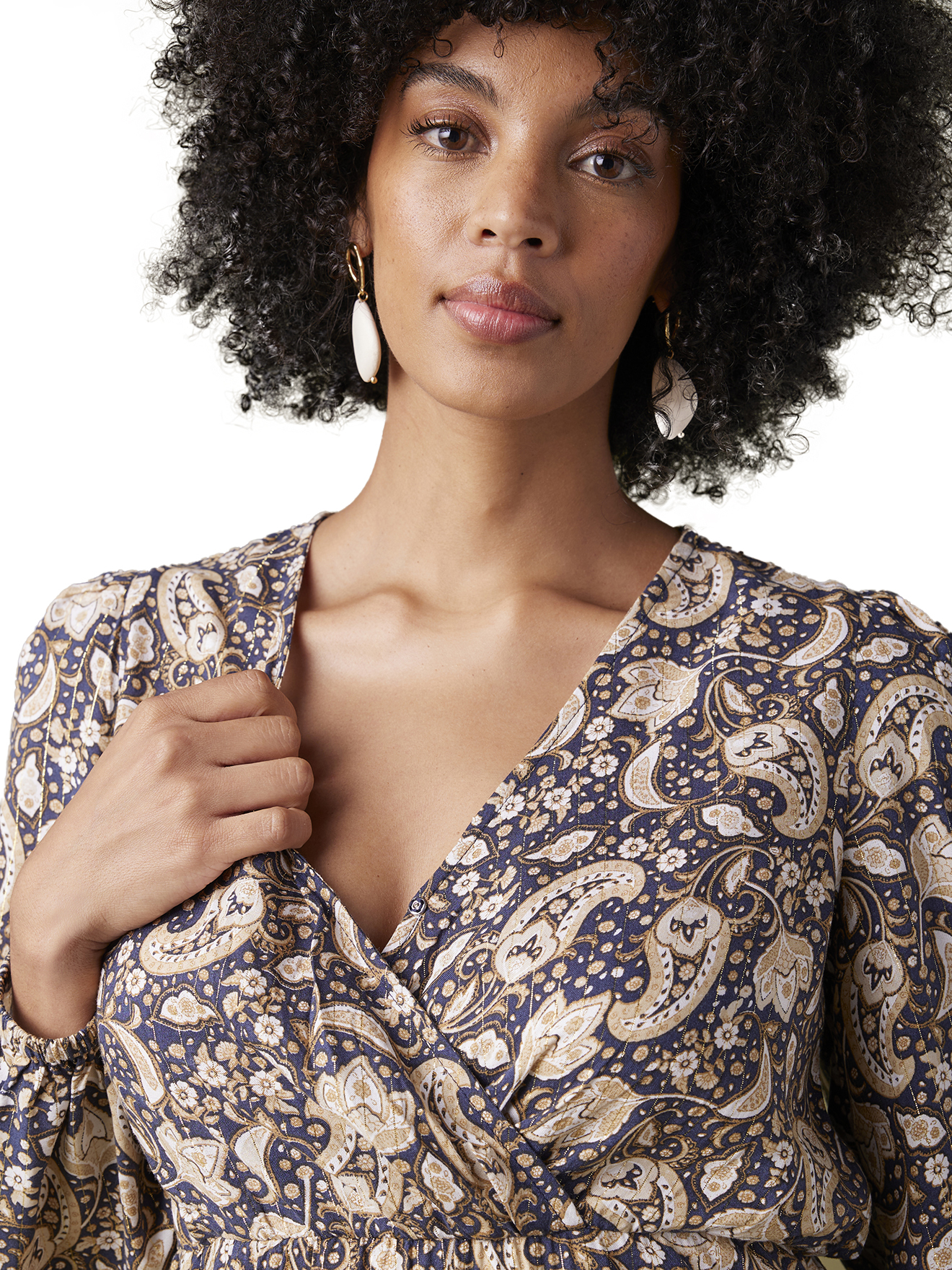 Robe grossesse et allaitement imprimée fleurs avec fil brillant, ENVIE DE FRAISE