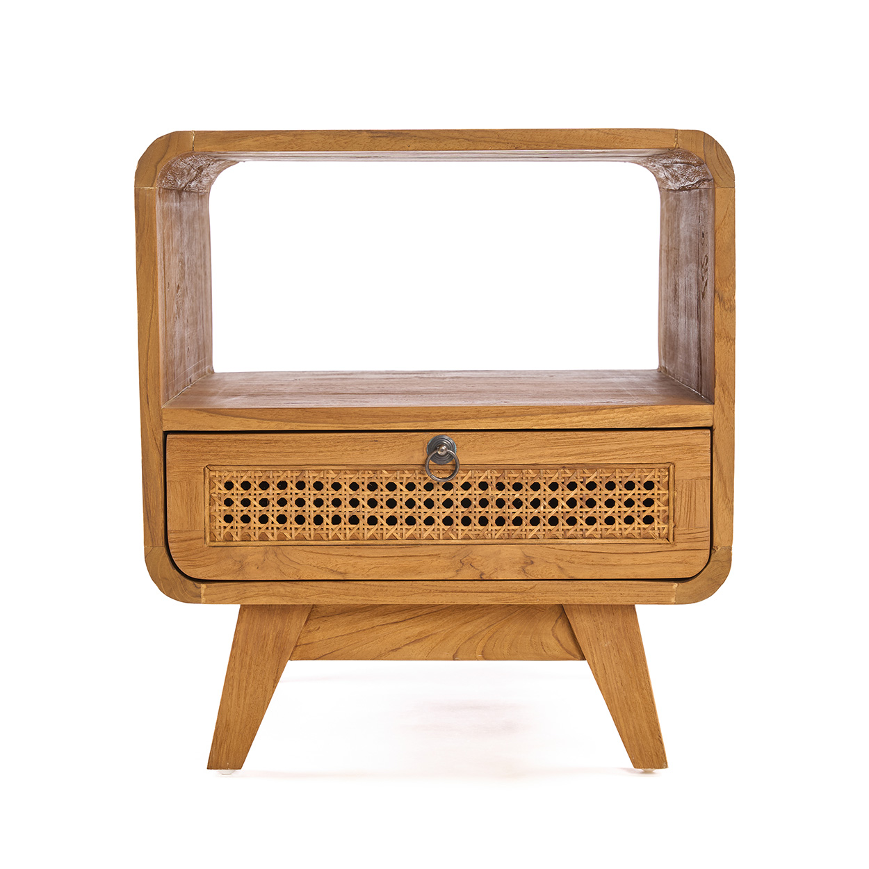 Table de chevet en teck et rotin BREEZE, BAZAR BIZAR