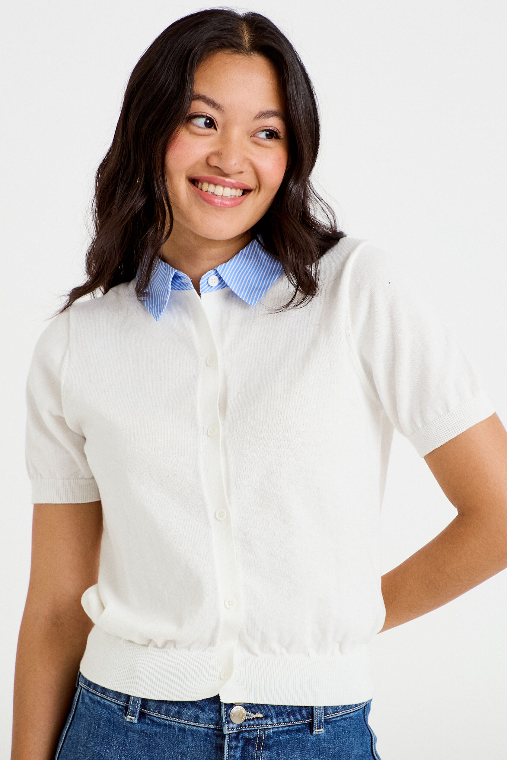 Polo col chemise manches courtes, CACHE CACHE