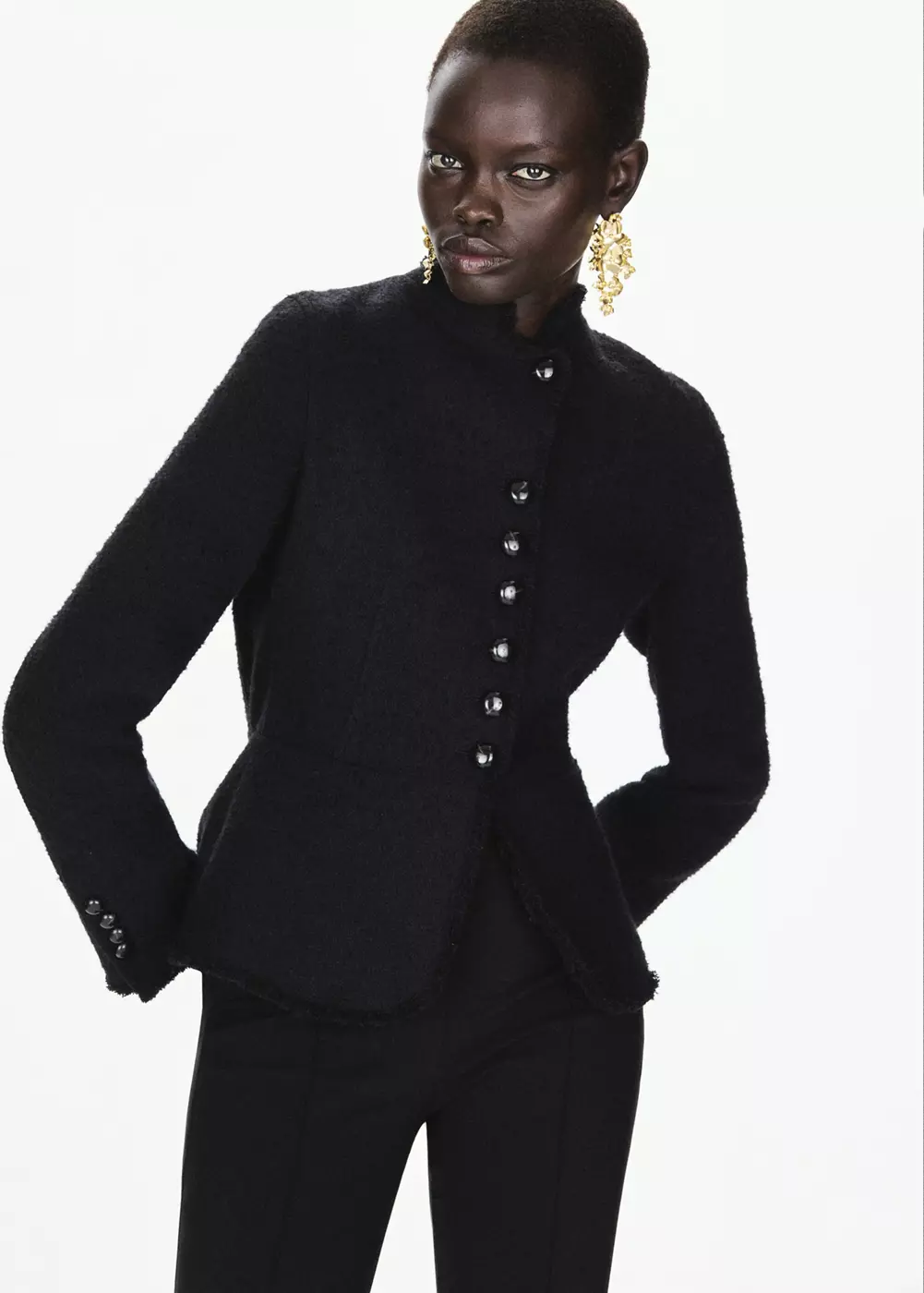 Veste à col montant avec boutons, MANGO