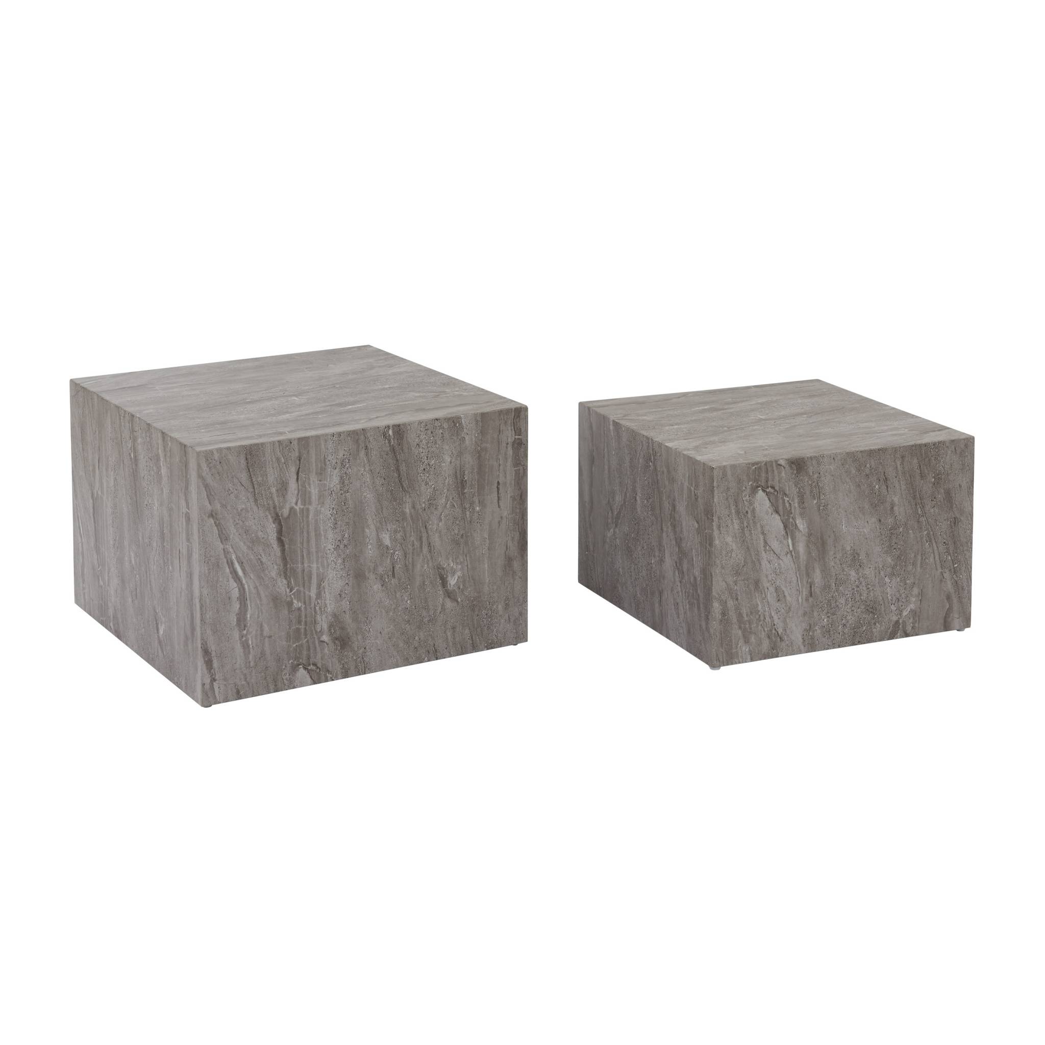 Set de 2 tables basses gigognes carrées effet marbre PAROS, SWEEEK