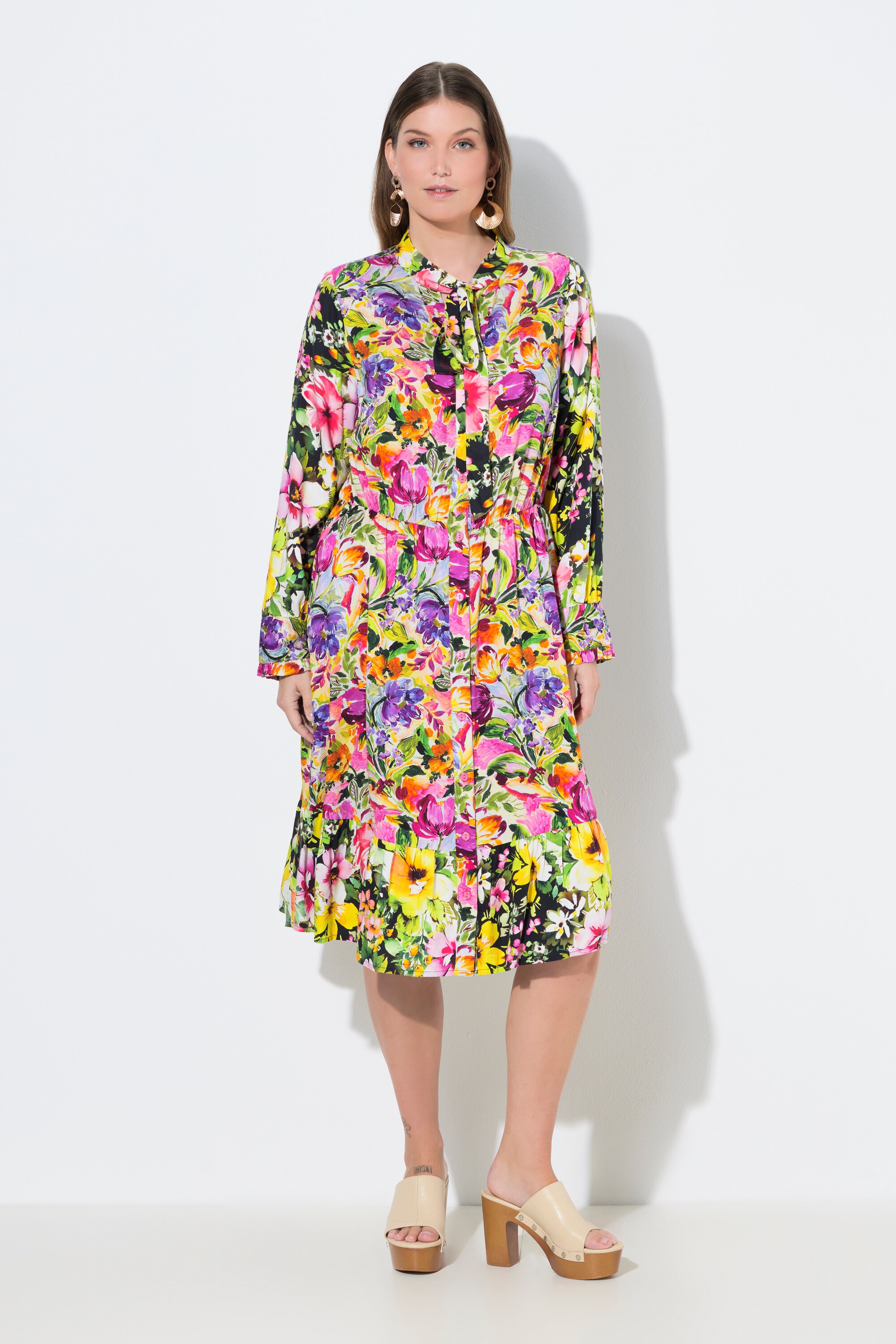 Robe midi coupe évasée, jeu d'imprimés, ULLA POPKEN