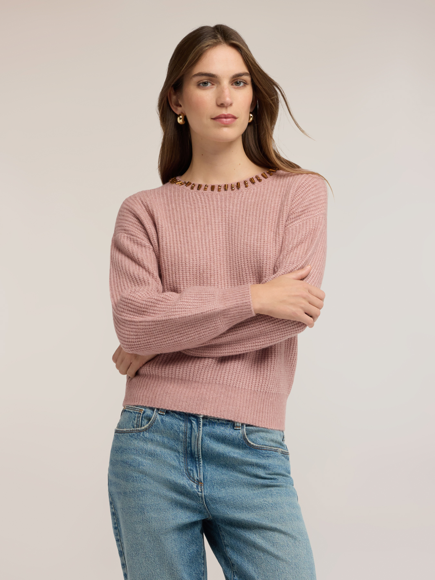 Pull côtelé avec pierres, MOTIVI