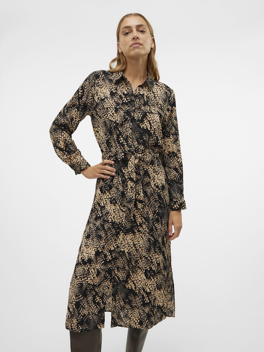 Robe midi imprimée à nouer, VERO MODA