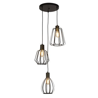 Multi Drop Ceiling Pendant Light With 3 Metal Cage Shades SO'HOME