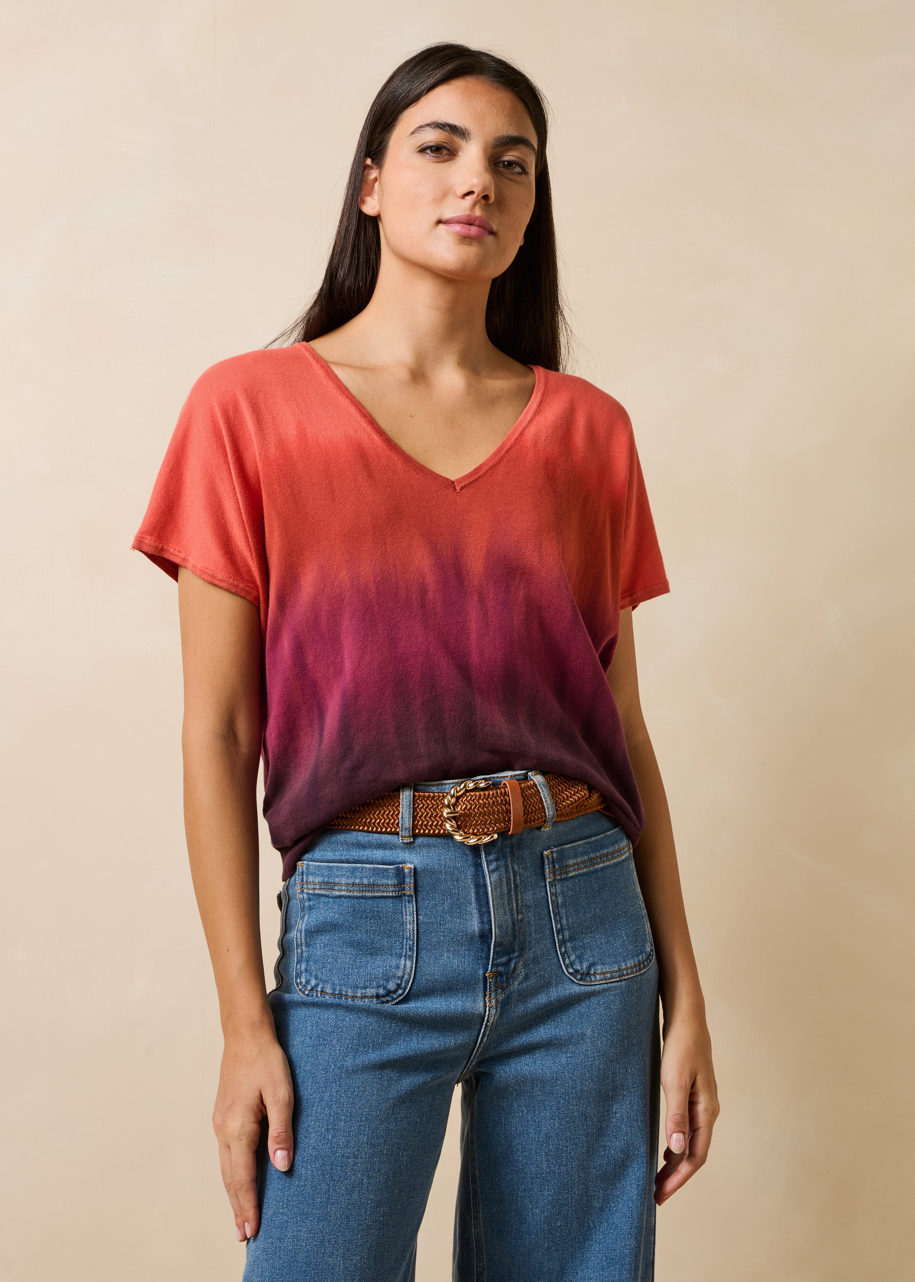 Pull manches courtes tie & dye en coton biologique, LA FEE MARABOUTEE