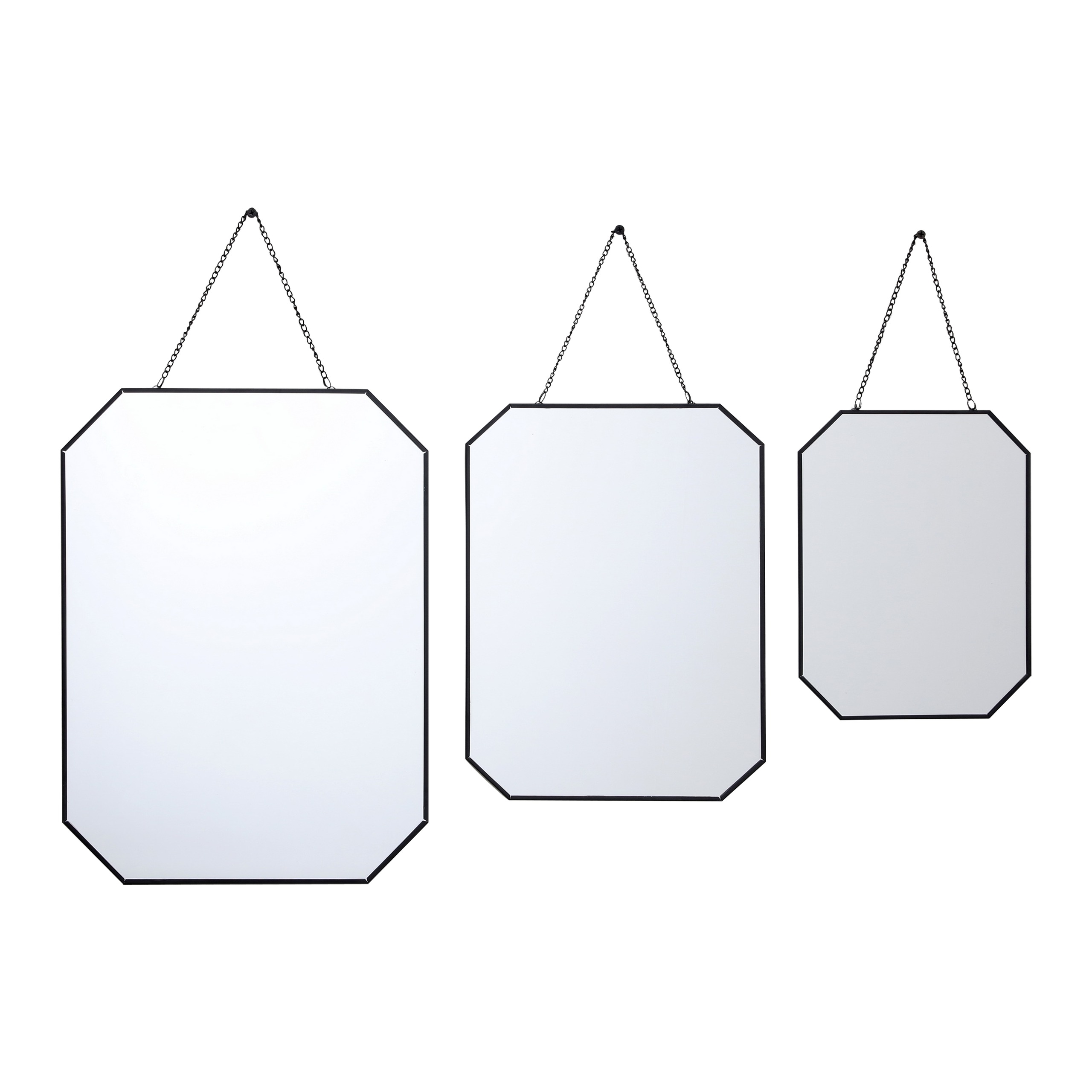 Lot de 3 miroirs avec chaînette en métal, EMDE