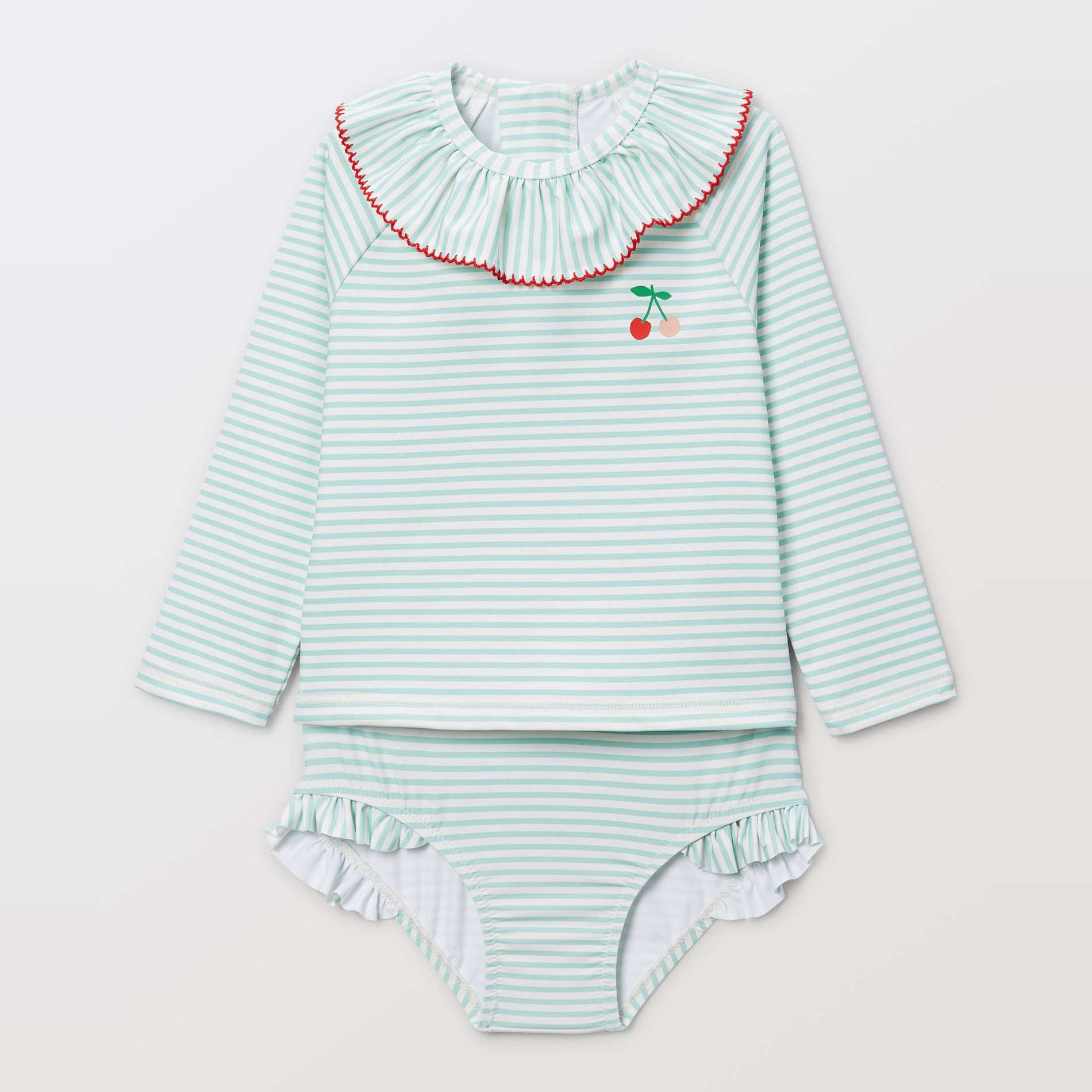 Maillot de bain tee-shirt manches longues et culotte rayés, BOUT'CHOU