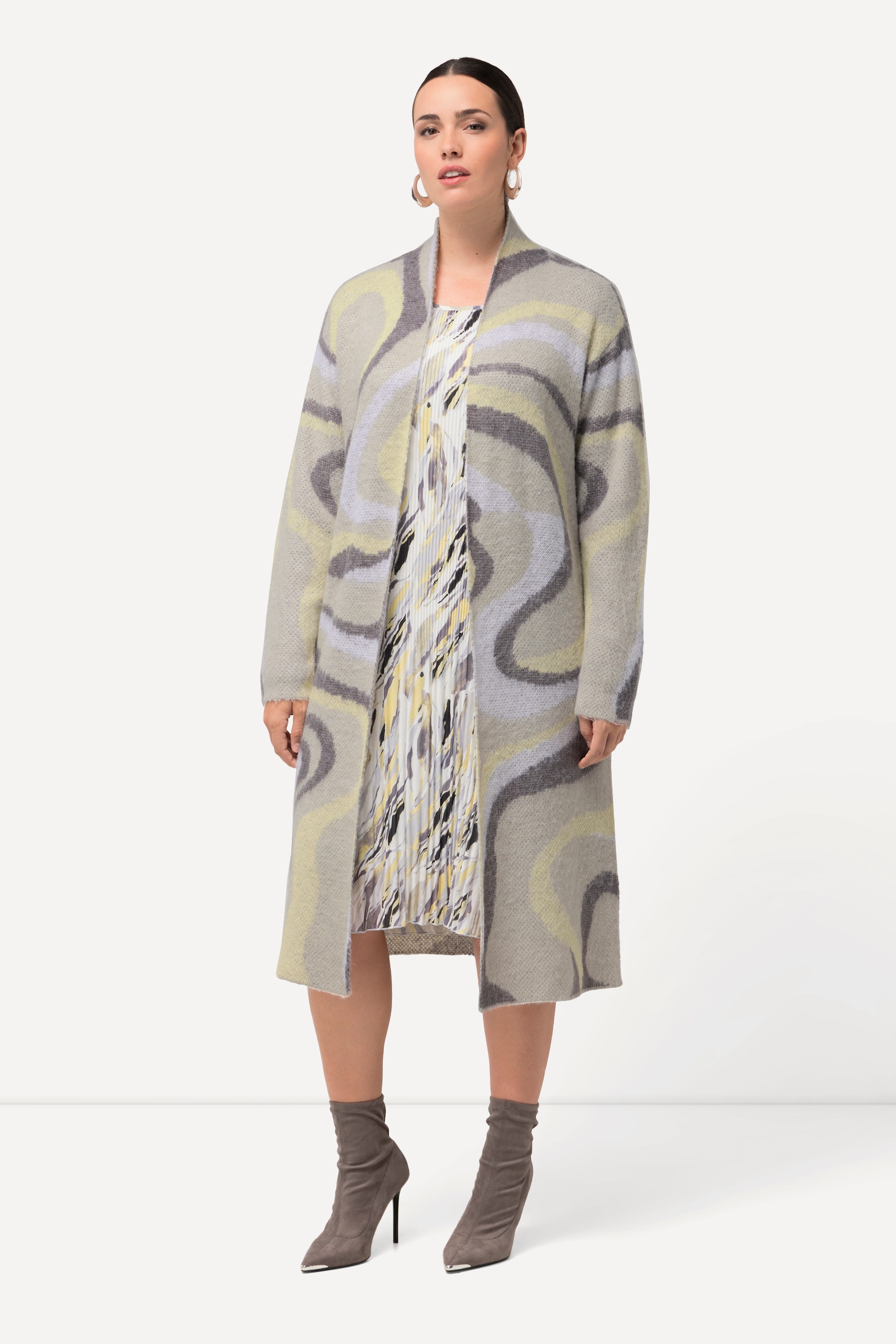 Cardigan long et ouvert, en maille Jacquard, ULLA POPKEN