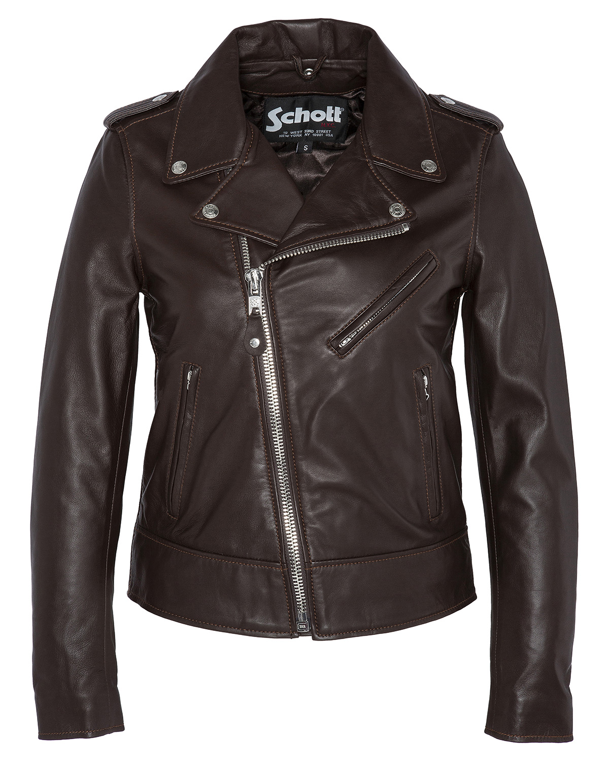Blouson Perfecto Schott NYC Femme Cuir D'agneau Noir Taille XL 42 - Neuf Avec étiquettes
