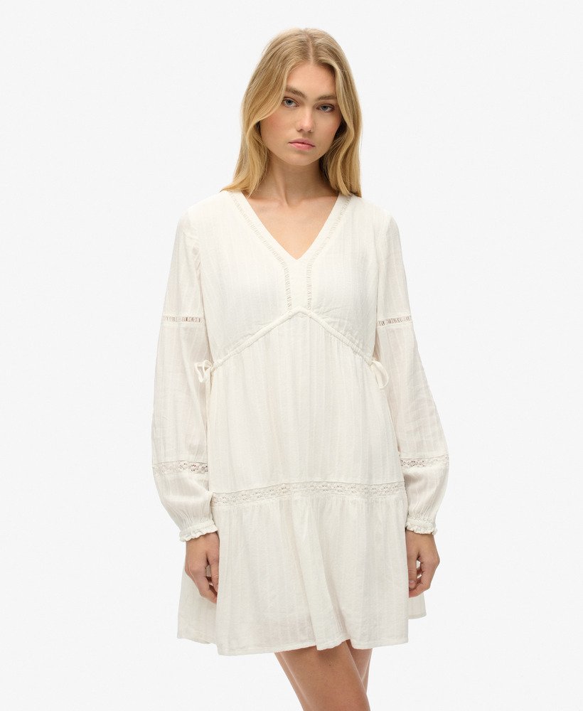 Robe courte à manches longues et volants Ibiza, SUPERDRY