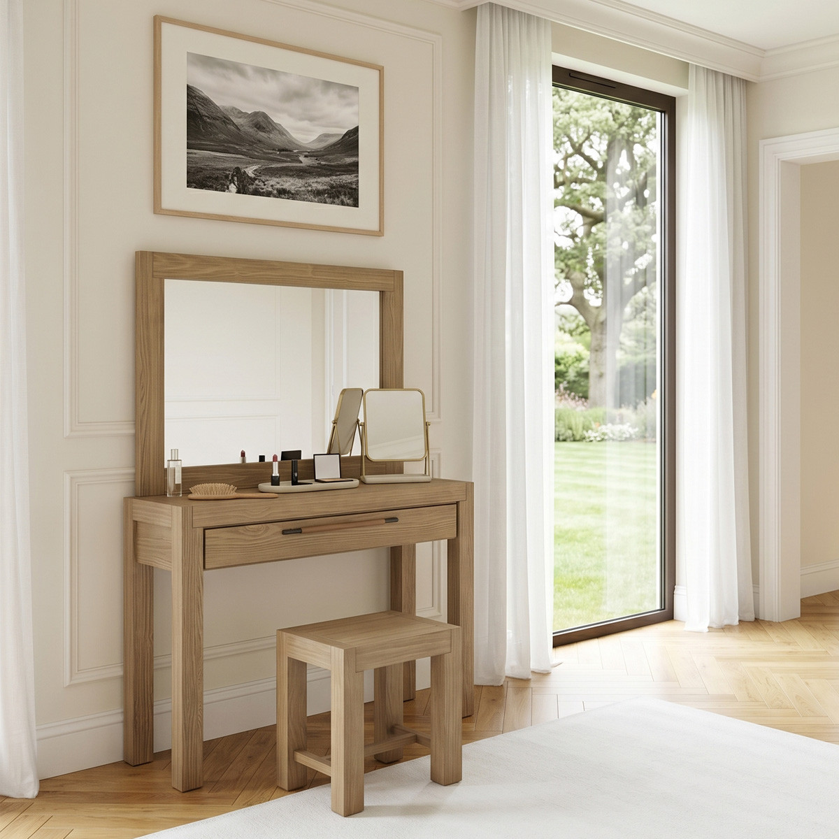 Coiffeuse contemporain en bois massif, 1 tiroir MEGÈVE, ROBIN DES BOIS