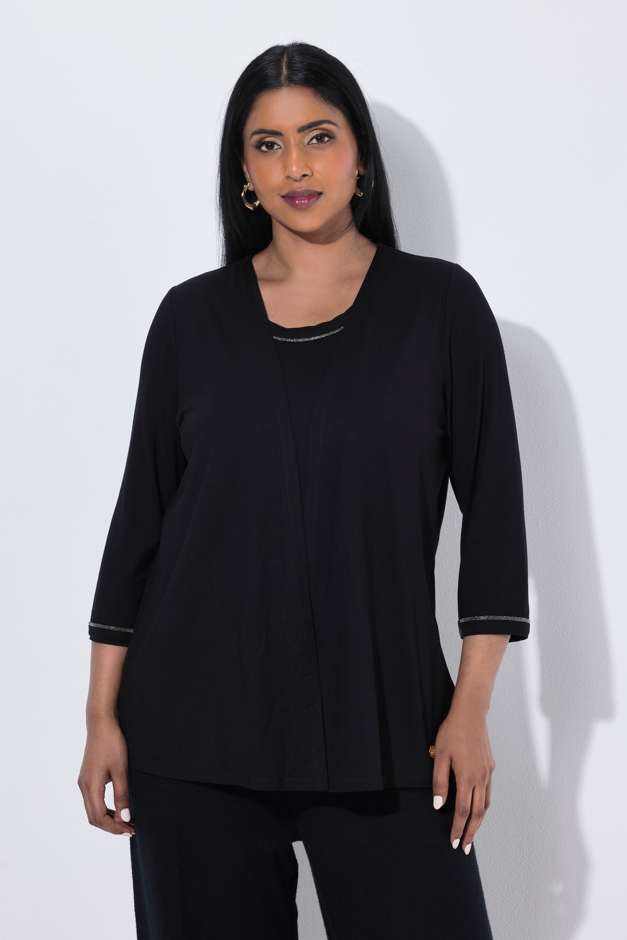 T-shirt 2-en-1décolleté rond et manches 3/4, ULLA POPKEN