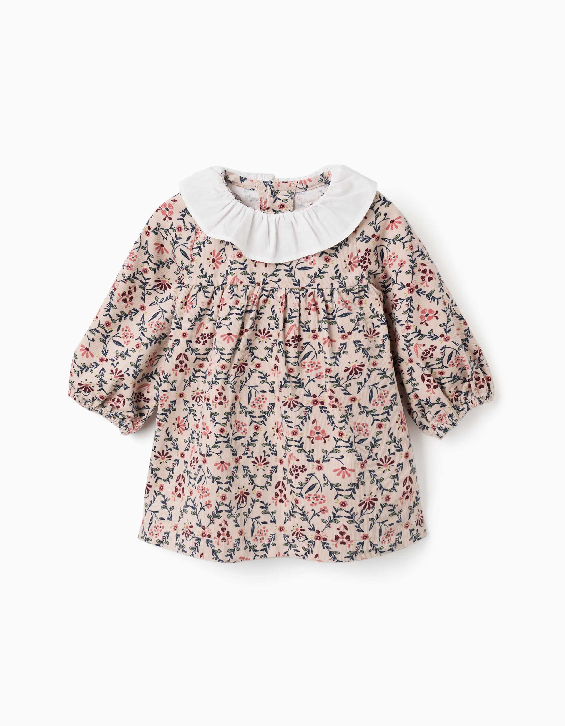 Robe à manches longues en velours avec motif floral, ZIPPY