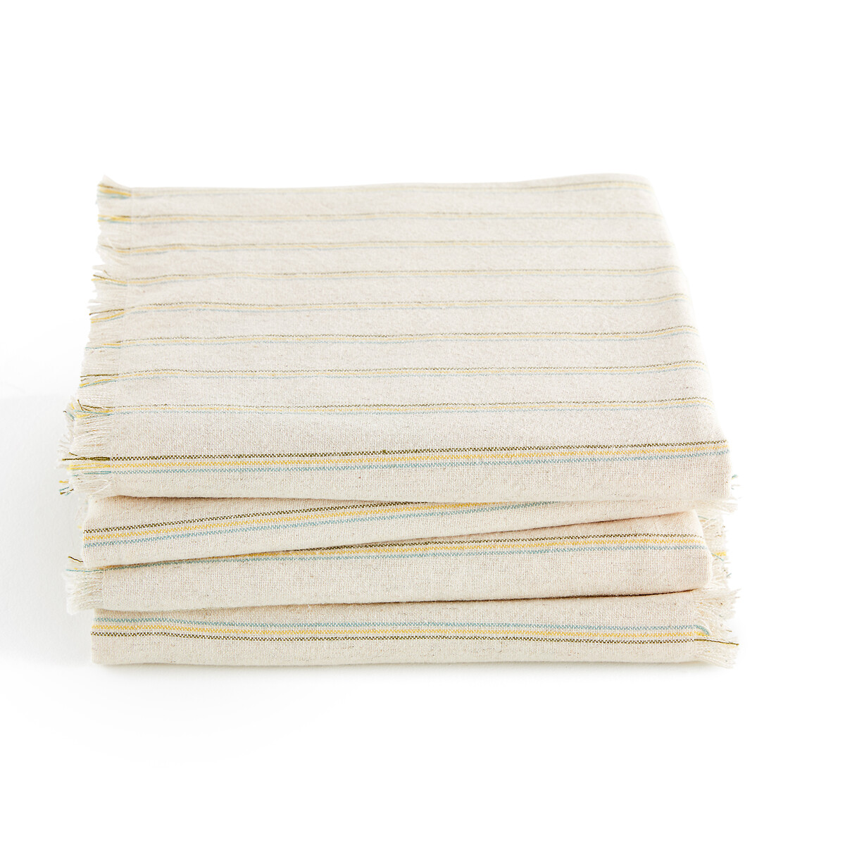 Set of 4 Lovnas Striped Linen & Cotton Napkins