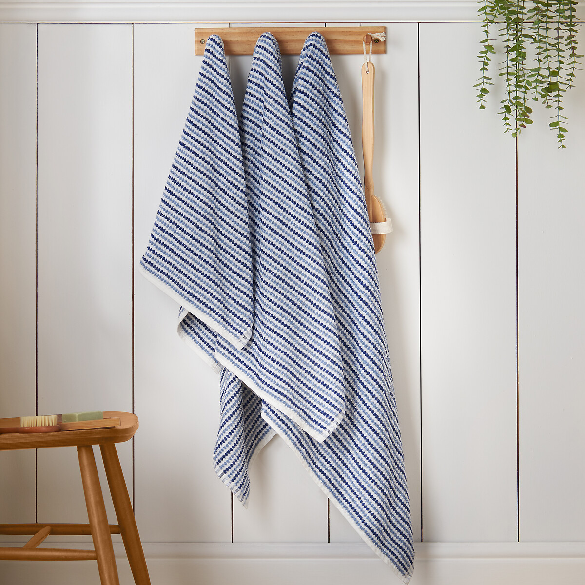 Rice Weave Stripe Cotton Bath Sheet, CATHERINE LANSFIELD