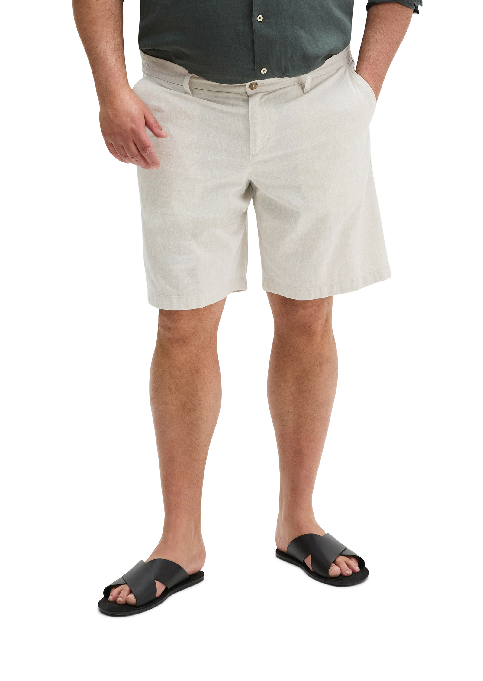 Short modèle Reso Jogger regular en mélange de coton et de lin bio, MARC O'POLO
