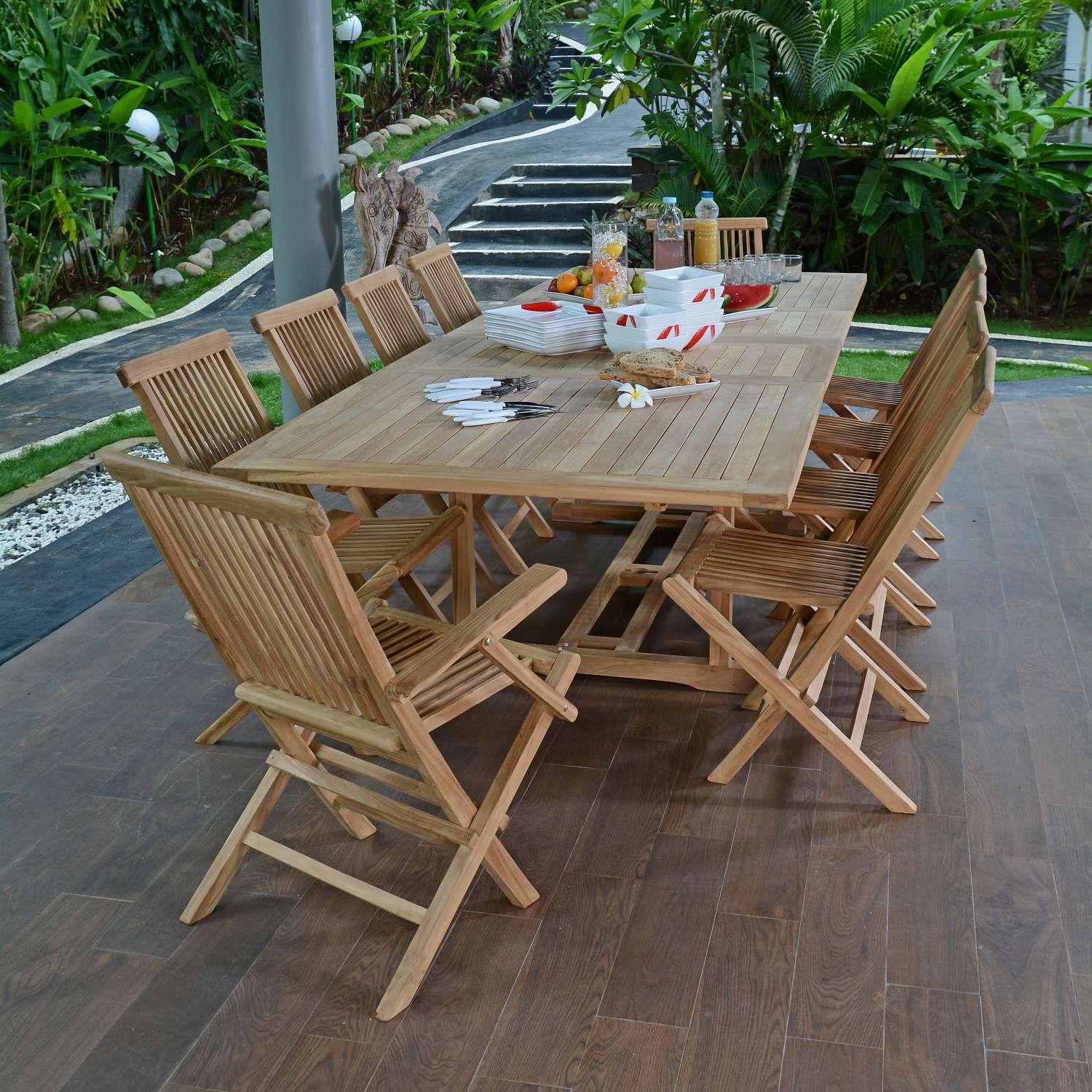 Salon de jardin en teck massif Bueno-Aires, 10 places, TECK ATTITUDE