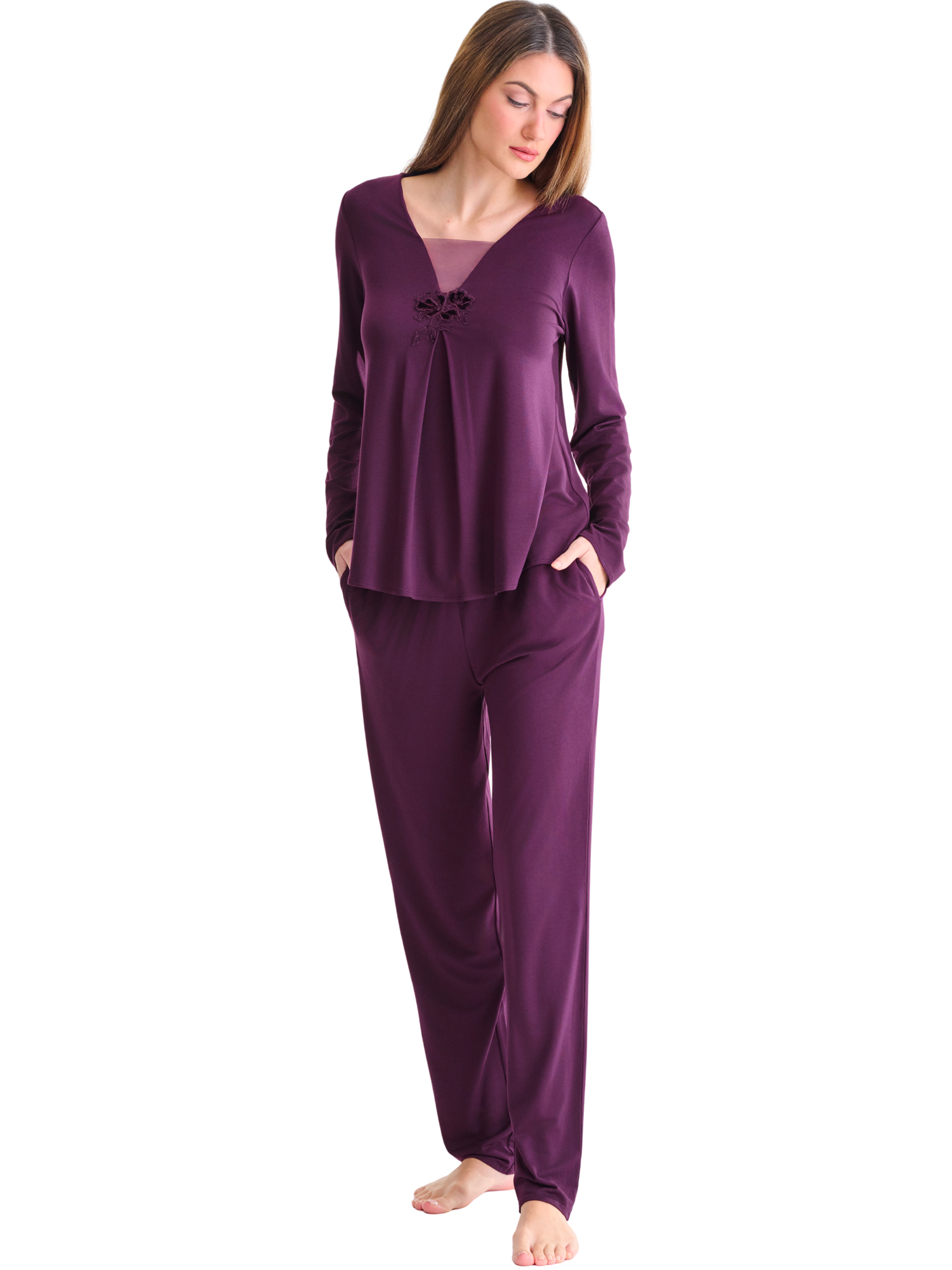 Pyjama pantalon top manches longues VELVET LUXE, LISCA