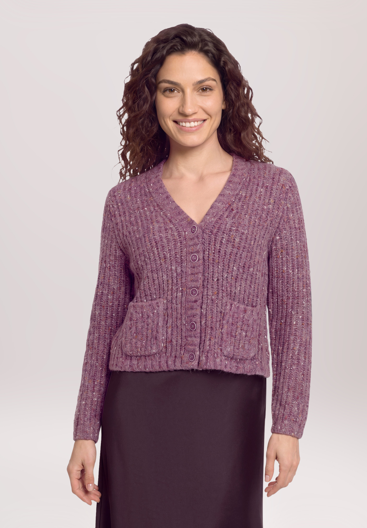 Cardigan en maille à encolure en v, CARTOON
