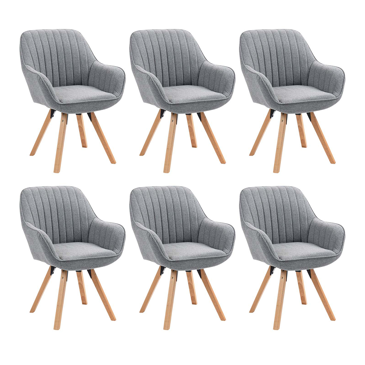 Lot de 6 fauteuil de salle à manger rotatif scandinave, CARSON, MEUBLES COSY