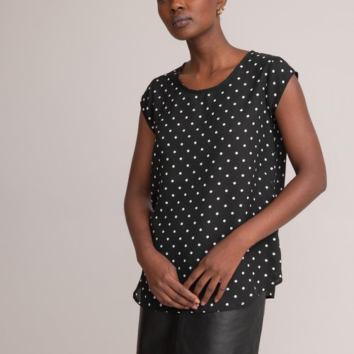 Recycled polka dot blouse, polka dot print/black background, Anne Weyburn |  La Redoute