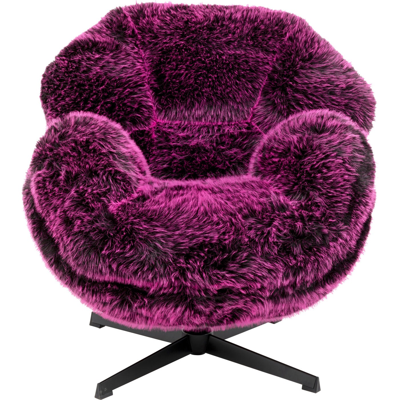 Fauteuil pivotant en polyester poils longs, CUTIE, KARE DESIGN