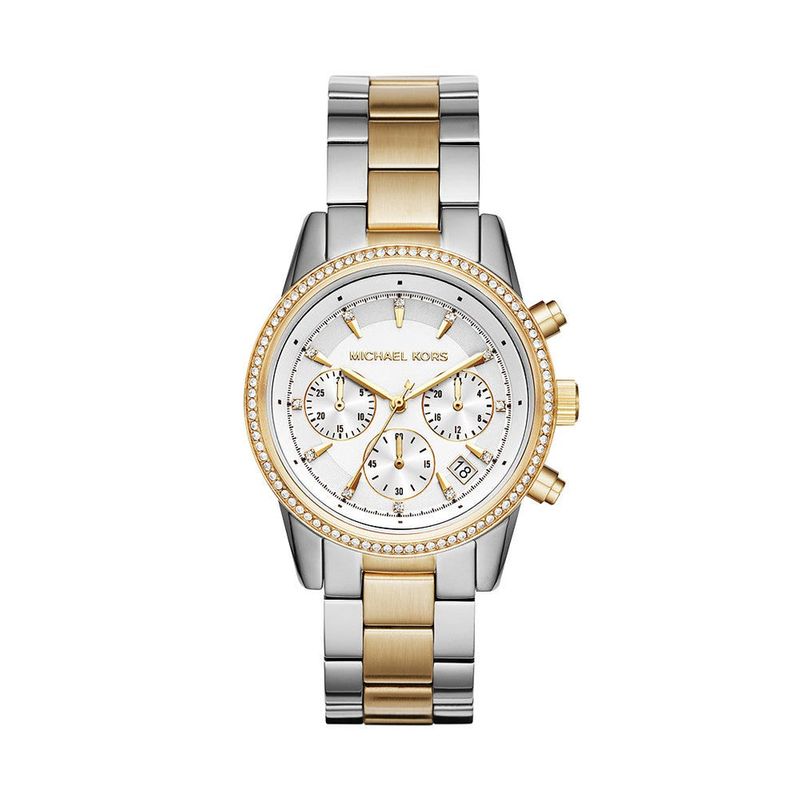 Montre analogique ritz argent blanc argent dor Michael Kors