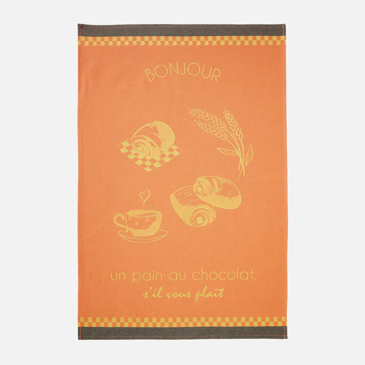 Torchon jacquard en coton LE PAIN AU CHOCOLAT, COUCKE
