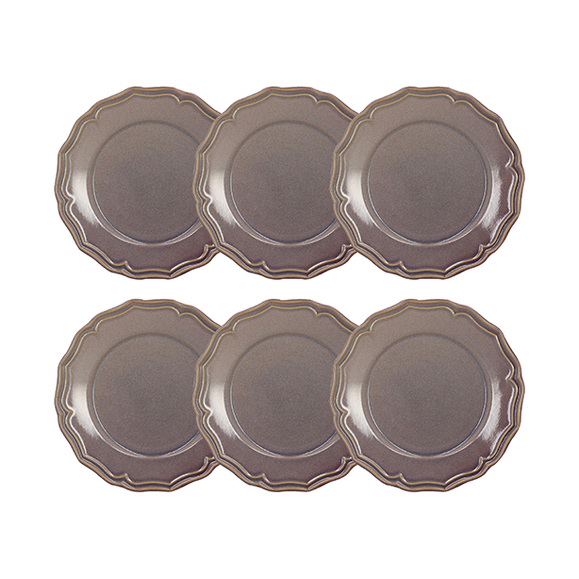 Lot de 6 assiettes à dessert 22cm en grès, SIGNATURE, NOVASTYL
