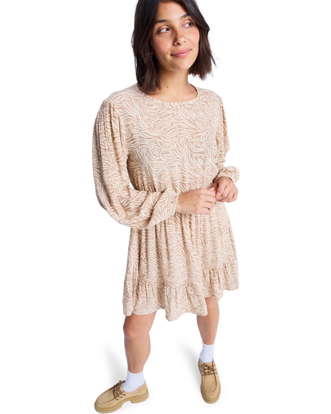 Mini robe imprimée à col rond et à manches longues PARADISE BREEZE., ROXY