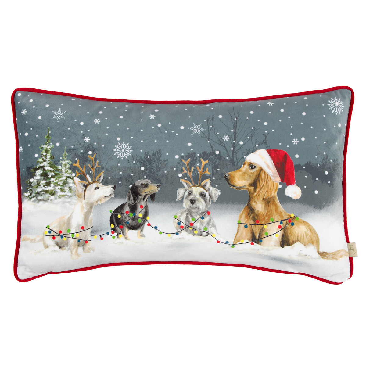 Christmas Dogs Piped Cushion, SO'HOME