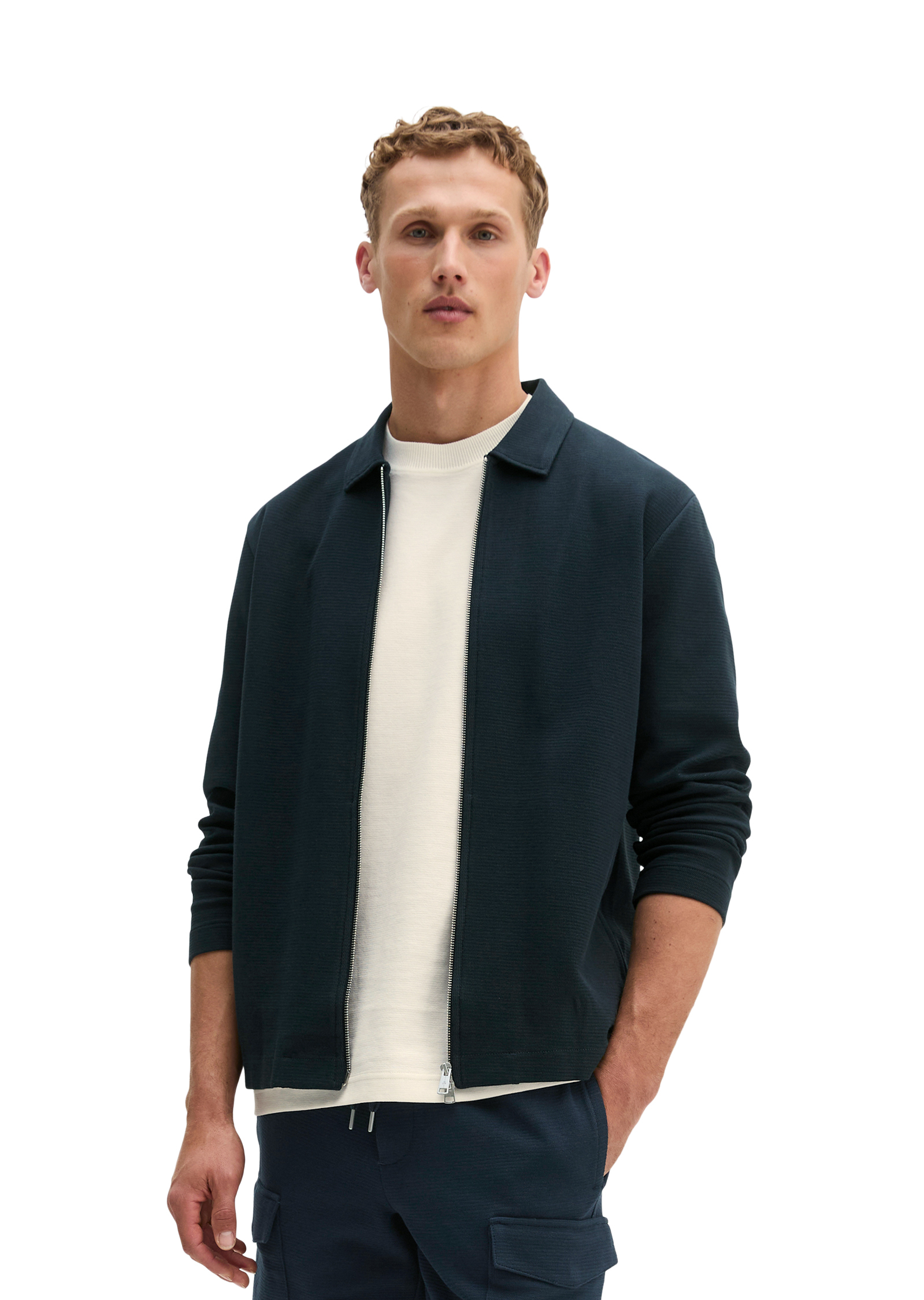 Veste zippée regular avec une structure fine, MARC O'POLO