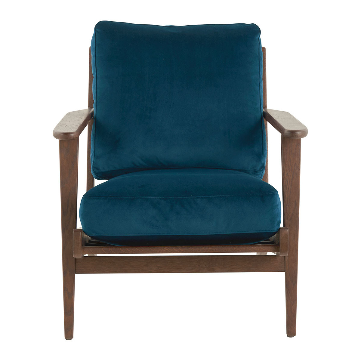 Fauteuil déhoussable velours finition noyer, BLANC D’IVOIRE