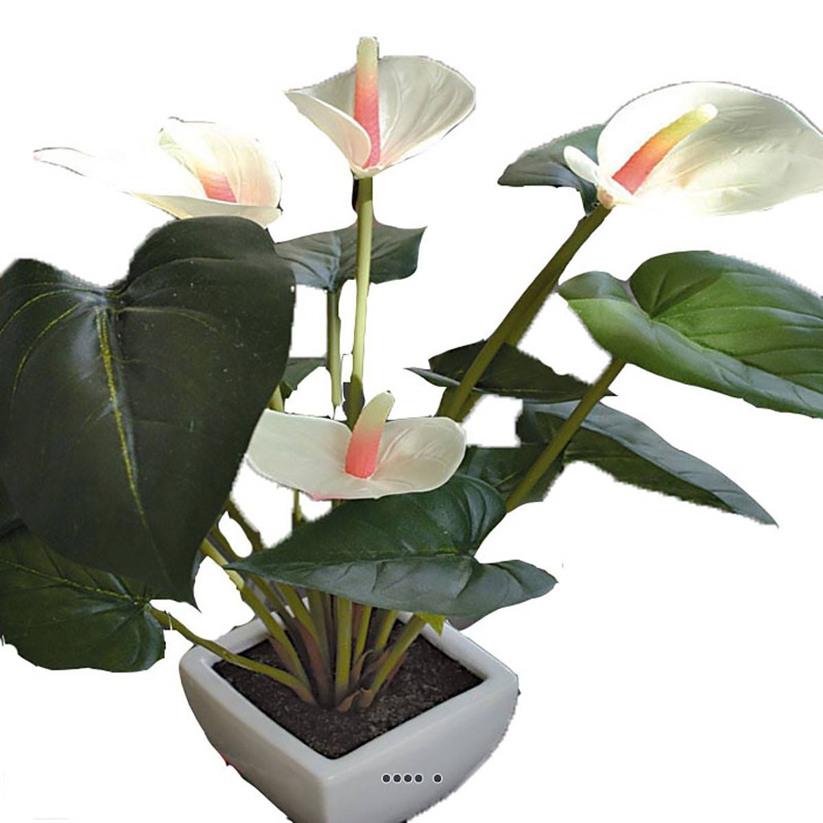 Superbe anthurium artificiel en pot H 41 cm, ARTIFICIELLES