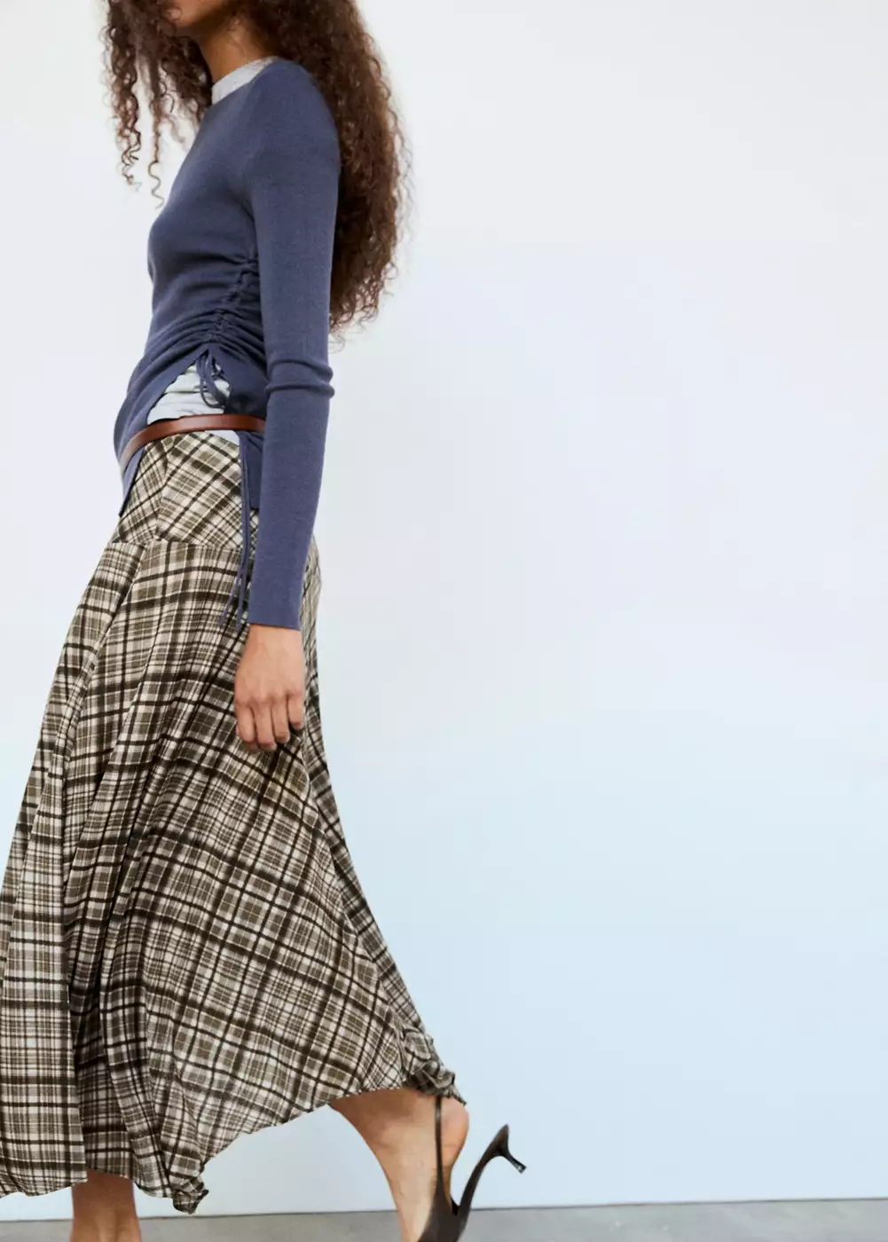 Jupe asymétrique carreaux, MANGO